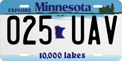 MN license plate 025UAV