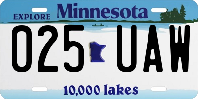 MN license plate 025UAW