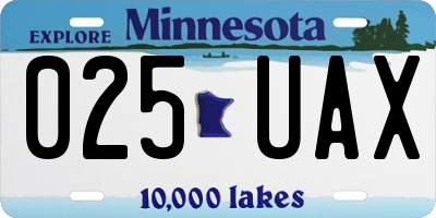 MN license plate 025UAX