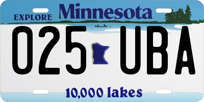 MN license plate 025UBA