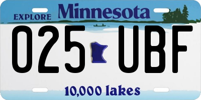 MN license plate 025UBF
