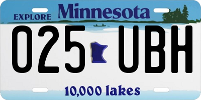 MN license plate 025UBH