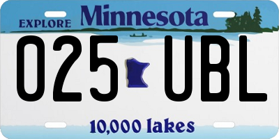 MN license plate 025UBL