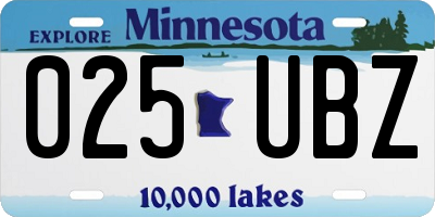 MN license plate 025UBZ