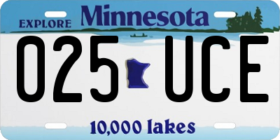 MN license plate 025UCE