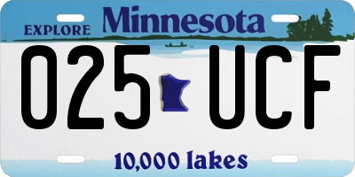 MN license plate 025UCF