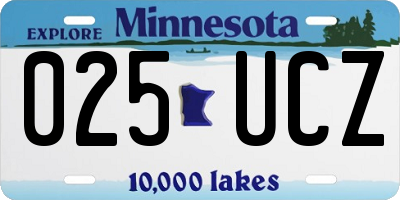 MN license plate 025UCZ