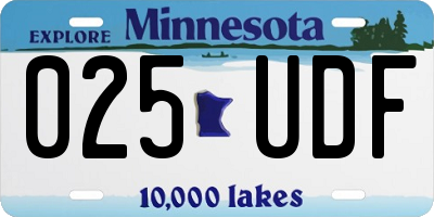 MN license plate 025UDF