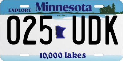 MN license plate 025UDK