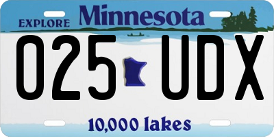 MN license plate 025UDX