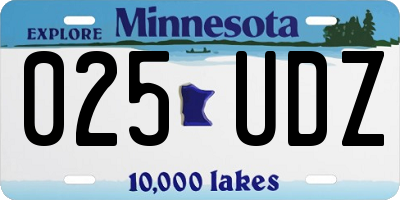 MN license plate 025UDZ