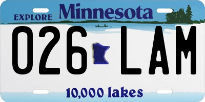MN license plate 026LAM