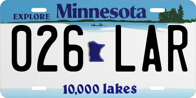 MN license plate 026LAR