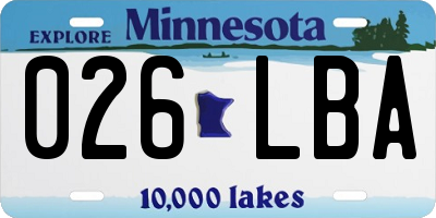 MN license plate 026LBA