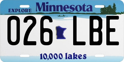 MN license plate 026LBE