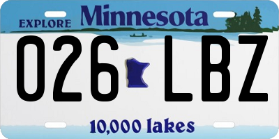 MN license plate 026LBZ