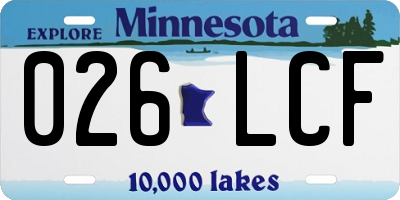 MN license plate 026LCF