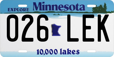 MN license plate 026LEK