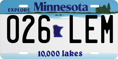 MN license plate 026LEM