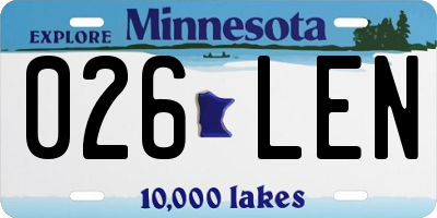 MN license plate 026LEN