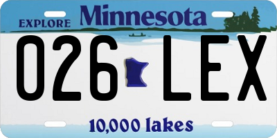 MN license plate 026LEX