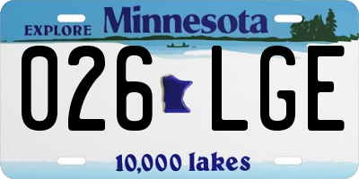 MN license plate 026LGE