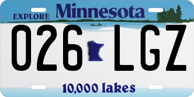 MN license plate 026LGZ