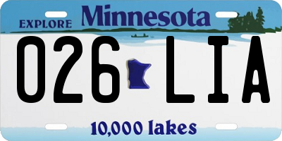 MN license plate 026LIA