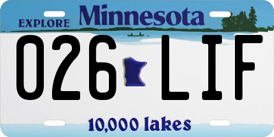 MN license plate 026LIF
