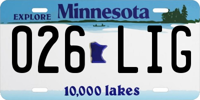 MN license plate 026LIG
