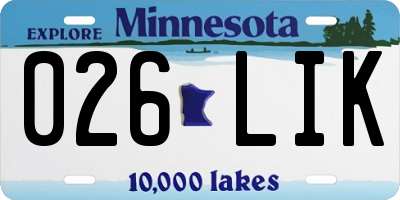 MN license plate 026LIK