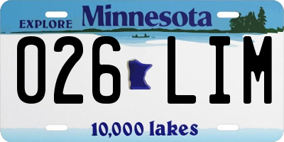 MN license plate 026LIM