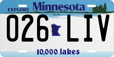 MN license plate 026LIV