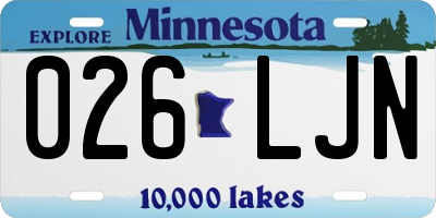 MN license plate 026LJN