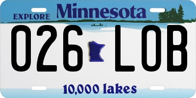 MN license plate 026LOB