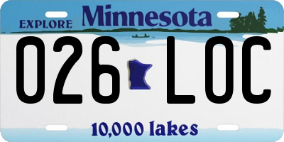 MN license plate 026LOC
