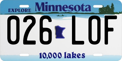 MN license plate 026LOF