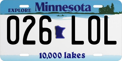 MN license plate 026LOL