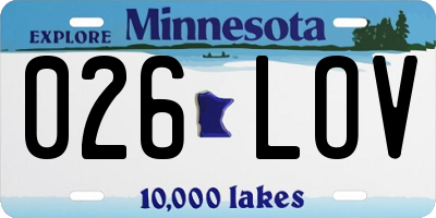 MN license plate 026LOV