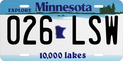 MN license plate 026LSW