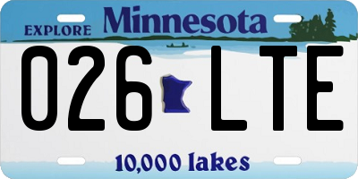 MN license plate 026LTE