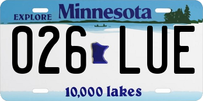 MN license plate 026LUE