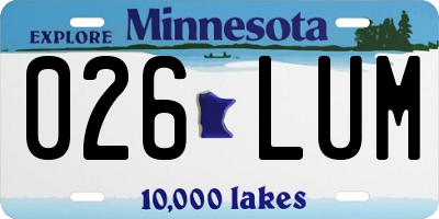 MN license plate 026LUM