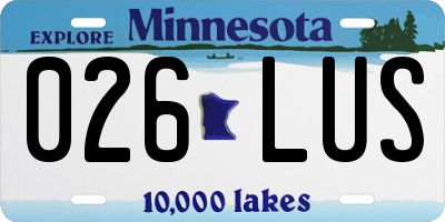 MN license plate 026LUS