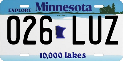 MN license plate 026LUZ