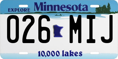 MN license plate 026MIJ