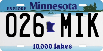 MN license plate 026MIK