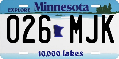 MN license plate 026MJK