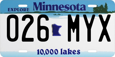 MN license plate 026MYX