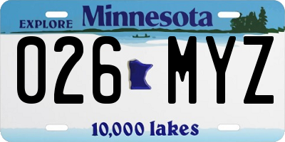 MN license plate 026MYZ